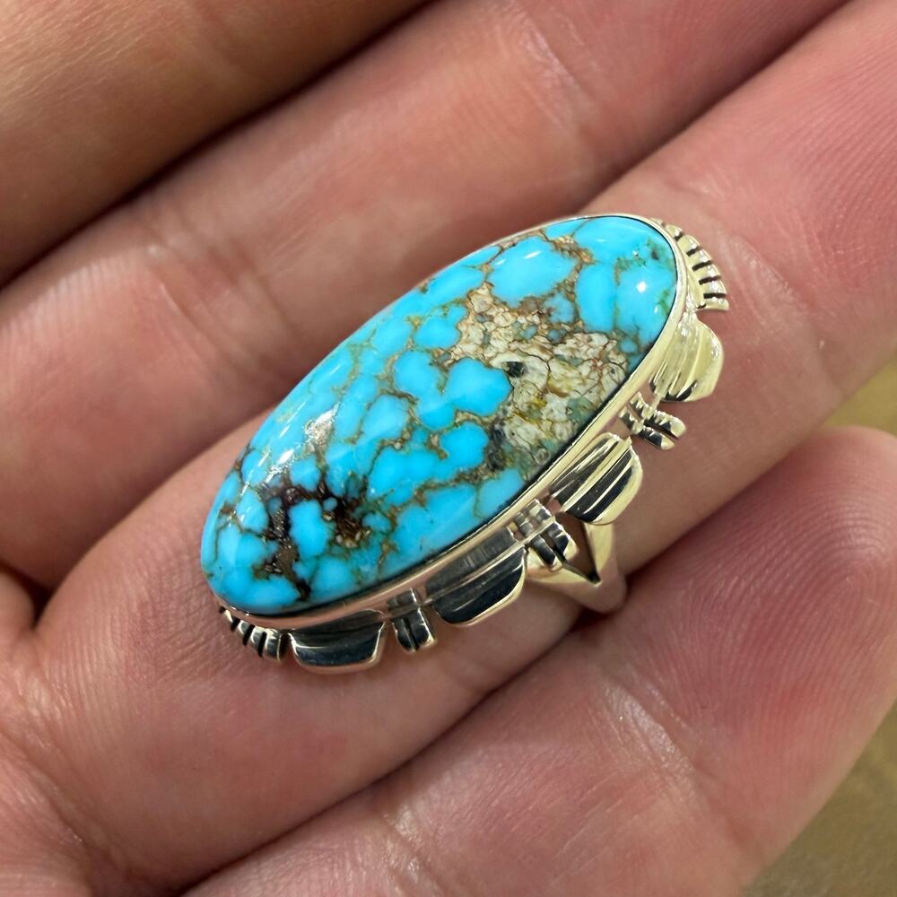 Navajo Turquoise & Sterling Silver Ring Size 7 by Larry Moses Yazzie